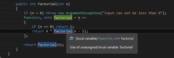 Lambda can not be recursive