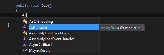 Private method discoverable via IntelliSense