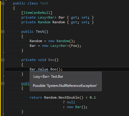 ItemCanBeNull applied to Lazy