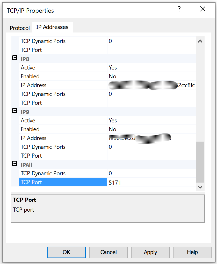 Set up tcp/ip port